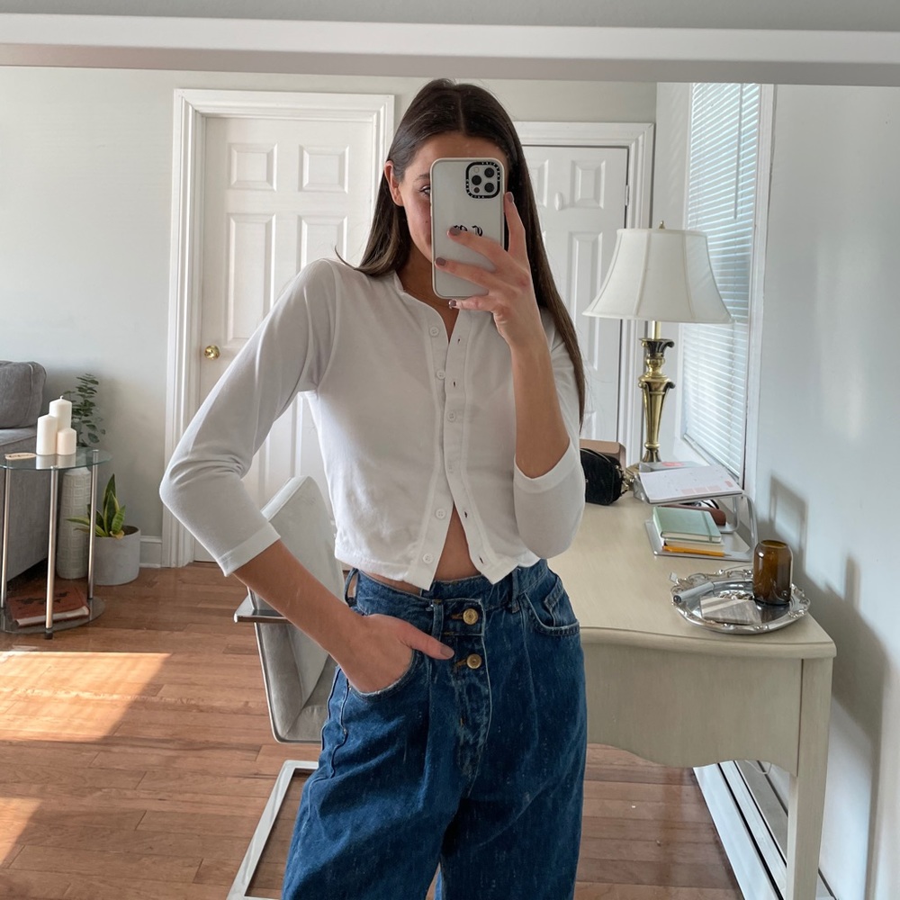 NWOT cropped button down white shirt Missguided